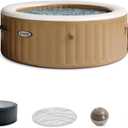 INTEX 28425EH PureSpa Bubble Massage Spa Set Outdoor Inflatable Portable Hot Tub, Includes Energy Efficient Spa Cover, Saltwater System Ready, 4 Person, 77in x 28in