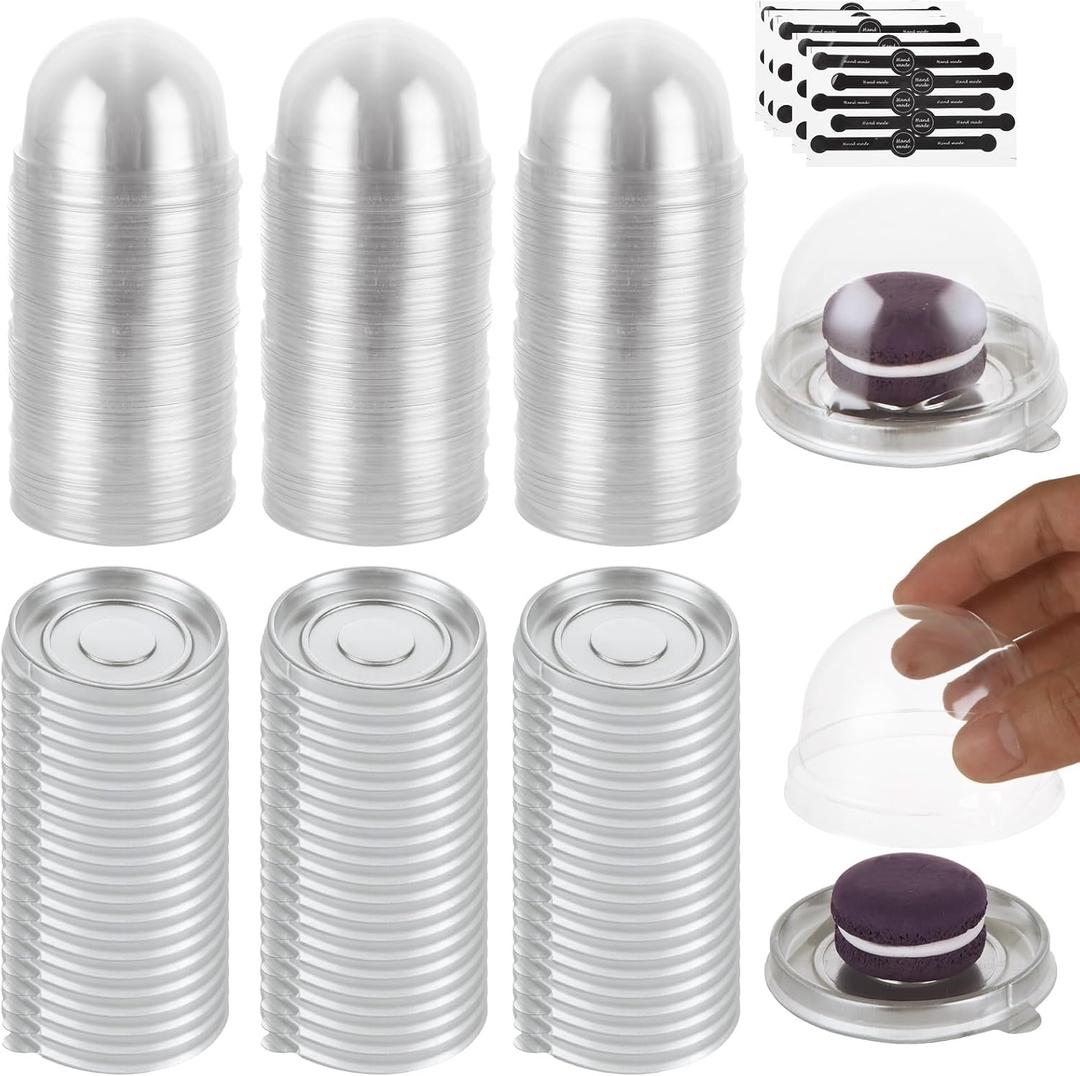 WOPPLXY 300 Pcs Clear Plastic Mini Cupcake Boxes, Mini Bundt Cake Containers, Clear Plastic Small Cake Boxes with Dome Lid, Dome Muffin Single Container for Cheese Pastry Dessert Mooncake