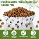 Meekoo 600 Pcs Large Pet Disposable Feeding Bowls Liner Bulk Cat Food Bowls Small Paper Dish Paper Liner for Small Dogs Cats Dish Wet Food Feeding Station(White,Paw)