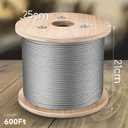 3/16" Stainless Steel Cable, 600FT Wire Rope Aircraft Cable for Pulling, Lifting, Deck Cable Railing, String Lights and DIY Balustrade, 7 x 19 Strands Construction