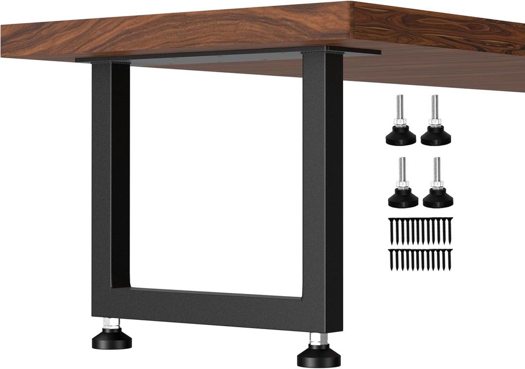 Heavy-Duty Metal Table Legs, 16x16 inches, Modern Industrial Style Steel Square Frame, Suitable for Coffee Tables, Side Tables, etc., Load-Bearing Capacity of 800 pounds, 2-piece Set (Black)