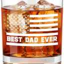 Birthday Gifts for Dad from Daughter Son - 11 oz Engraved Crystal Whiskey Glasses - Gifts for Dad Who Wants Nothing, Men Birthday Ideas (American Dad - White)