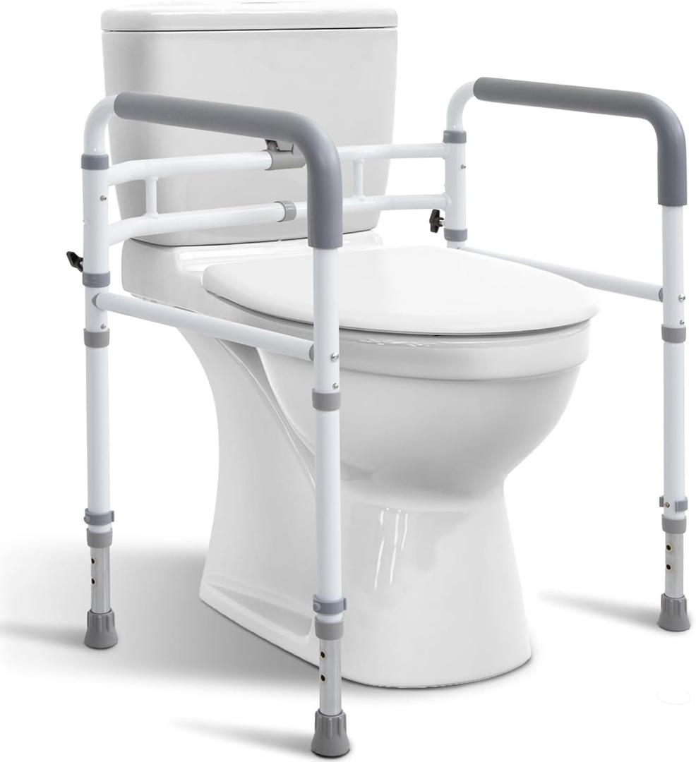 WeHwupe Toilet Rails - Toilet Safety Rail for Elderly Adults - Adjustable Bathroom Toilet Handles - Toilet Safety Frame & Rails - Toilet Grab Bars for Senior, Handicap & Disabled, Fits Most Toilets