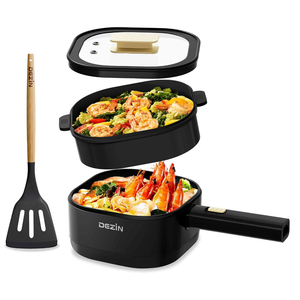 Dezin 2L Electric Hot Pot with Steamer, Non-Stick Portable Electric Pot
Dual Power, 800W Electric Pot for Cooking Steak, Egg, Oatmeal, Soup, Ramen Cooker for Dorm, Travel, Hotel, Office, Black Pan