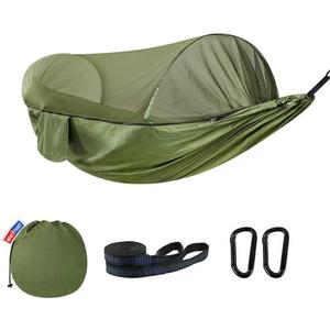 Camping Hammock with Mosquito Net - Double & Single Portable Hammocks with 2 Tree Straps, Lightweight Hammock Tent for Outdoor Camping, Hiking, Backpacking, Beach & Backyard (Army Green)