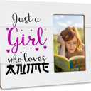 Anime Lovers Picture Frame Gifts for Girls, Gift for Anime Fans, Just a Girl Who Loves Anime Frames Fits 4x6 Photo (White)