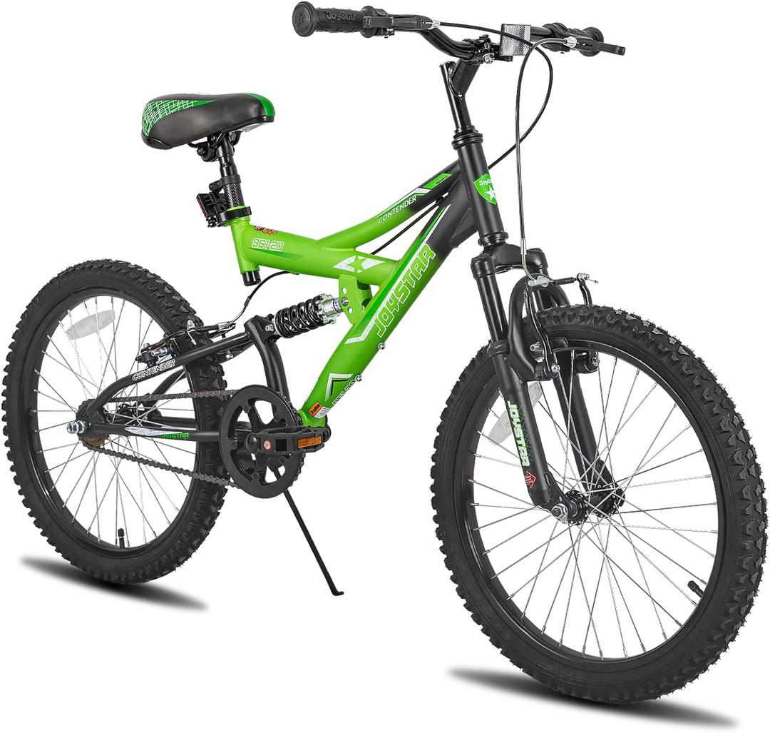 JOYSTAR 20 Inch Kids' Bike for Boys Girls Ages 7-13 Years Old, Dual-Suspension Kids Mountain Bike with Dual Handbrake & Kickstand, Multiple Colors (Green)