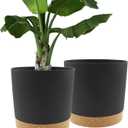 QCQHDU 12 inch Plant Pot, 2 Pack Planters for Indoor Plants with Drainage Holes & Saucer, Outdoor Flower Pots Home Garden Modern Decor