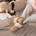 Women's Fuzzy Slippers, Warm and Cozy Slip On Fluffy Winter House Shoes for Women, Comfy Faux Suede Ladies House Slippers Indoor and Outdoor with Memory Foam (6)