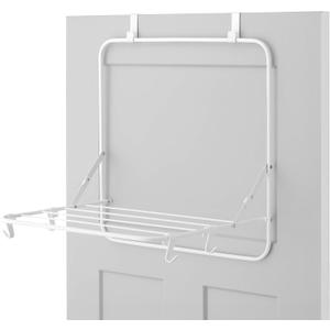 Whitmor Over The Door Folding Drying Rack, Space Saving Clothes Drying Rack with Hooks, Heavy Duty Foldable Laundry Rack, Rust Resistant Steel Hanging Drying Rack for Most Doors