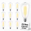 10Pack ST38 LED Outdoor String Light Replacement Bulbs, 120V ONLY, E12 Base Only 12mm, Shatterproof & Weatherproof Vintage Edison, 2700K Warm White, 7W Equiv. (0.6W Energy Saving)