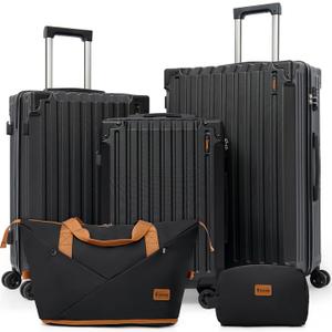 Luggage Sets 5 PieceHardside Luggage with Spinner Wheels, Lightweight ABS Hard Shell Travel Luggage with TSA Lock for Family Trips, Business,Vacation
