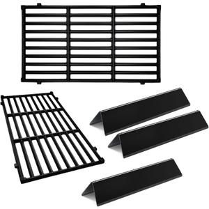Spirit 2 Grill Parts 17.5" Cast Iron Grill Grates for Weber Spirit E210 E220 S210 S220, Spirit II E210 Spirit II 200 Series with Front-Mounted Control 7635 Porcelain Steel Flavorizer Bars