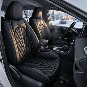 For Toyoya RAV4 Seat Covers 2025 2024-2019 Perforated Leather Full Set | Custom For RAV4 seat covers xle/le Family-Safe Waterproof Non-Slip Airbag Compatible Easy Install (5 Seats,Black)