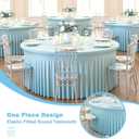 GALLETY 2 Pack Baby Blue Round Tablecloth for 5FT Tables, 120 inch Fitted Spandex Table Cloth with Skirt, Wrinkle Free Stretchy Circular Table Cover for Baby Shower, Birthday, Gender Reveal Party
