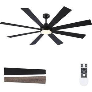 Farmhouse Rustic Ceiling Fans with Lights and Remote, Bedroom Living Room Kitchen Fans Ceiling with Light Chandier (Black, 42 inch)