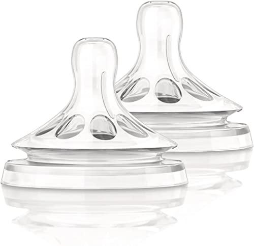Philips AVENT Natural Baby Bottle Nipple, Fast Flow Nipple, 6M+, 2pack, Clear