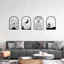 WOWSTAR 4 Pcs Black Large Metal Wall Art, 17x12 Inch Modern Minimalist Iron Wall Sculpture, 3D Textured Art Wall Dcor for Living Room, Dining Room, Bedroom, Office