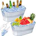 4 Gallon Ice Buckets for Parties, IKAYAS Galvanized Metal Ice Bucket Ice Tub with Scoop for Cocktail Bar Mimosa Bar Supplies, Large Champagne Bucket Beer bucket Metal Tub (1 Pack)