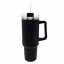40 oz Tumbler with Handle | Stainless Steel Insulated Travel Mug Iced Coffee Cup with Lids and Straw | Keeps Drinks Cold for 34 Hours | Dishwasher Safe, BPA Free | BLACK