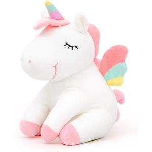 Lazada Unicorn Stuffed Animal Plush Toys Girls Gifts with Rainbow Wings White 12 Inches (A01 Sitting Posture White)