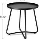 danpinera Outdoor Side Tables, Weather Resistant Steel, Small Round End Table for Patio Yard Balcony Garden Bedside Black, 17.72 in x 17.72 in x 17.72 in