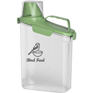 Bird Seed Storage Container Portable-3 Qt/2.8 L Clear Pet Food Container-with Measuring Cup/Lid,Airtight Wild Bird Seed Dispenser for Storing Sunflower Seed|Squirrel proof|BPA Free-Green