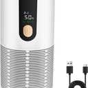 Mini Car Air Purifier-True HEPA Portable Small Air Purifier with LCD Display,15dB Quiet,USB-C Charging,Filters Smoke/Dust/Pet Dander in Car/Office/Desk/TravelWhite