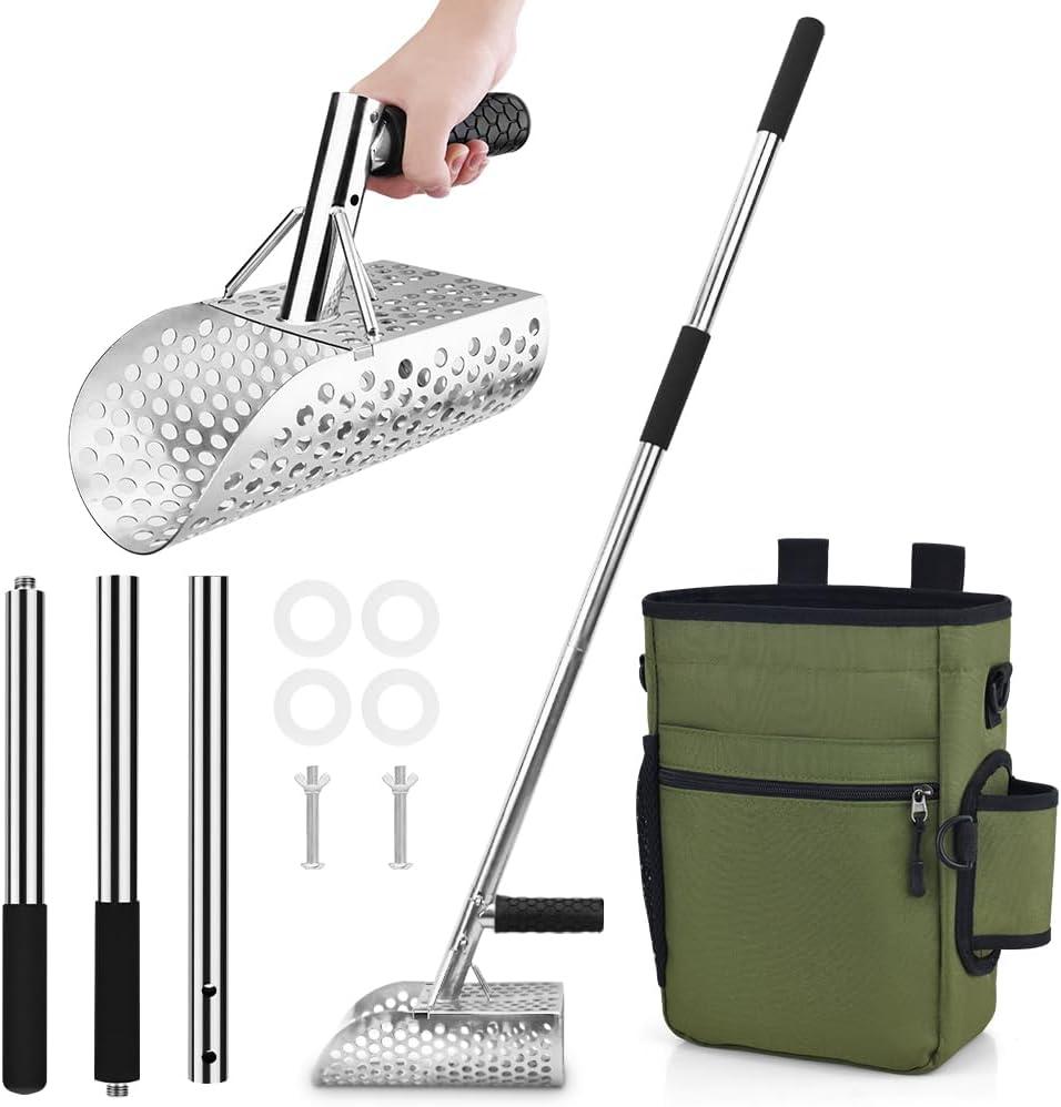 Beach Sand Scoop with Non-Slip Handle,Metal Detecting Tool,Beach Underwater Treasure Hunting, Stainless Steel Water Metal Detecting Tool Digging Shovel Fast Sifting Metal Detector. (style6)