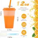 FIEKEICC Color Changing Cups 10Pcs 12oz Plastic Tumblers With Lids and Straws for Iced Coffee Smoothie - Reusable Leak Proof Party Cups for Kids