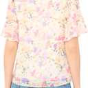 CeCe Flutter Sleeve Ruffled Short Sleeve Top (S)