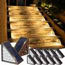 Solar Step Lights for Outside, 12pack Solar Stair Lights Outdoor Waterproof IP67, Deck Step Lights, Outdoor Light Decor for Staircase, Patio, Front Step, Pathway, Front Porch(Warm Brown)