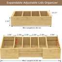 Retro Shaw Large Expandable Kitchen Lids Organizer for Cabinet, Covers, Pantry, Drawer & Countertop Storage, with 3 Adjustable Dividers, Hand-made Bamboo Food Container