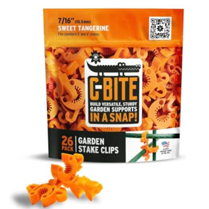 C-BITE Plant Support Clips for Trellis, Garden Stakes, Wire Fence, Climbing Plants, Indoor Gardening, Hydroponics Systems, and Vines | Durable Gardening Clips (Tangerine Orange - 52 Pack)