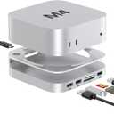 Akyyajaure Mac mini Hub: 9 in 1 Aluminum Stand & Dock for Mac mini M4 Pro with M.2 NVMe SSD Enclosure, 10Gbps USB-A*2, SD/TF Card Readers, USB 2.0