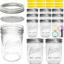 [12 pcs]16 oz Mason Jars,Glass Jars with Lids, Airtight Canning Jars, Wide Mouth Mason Jars. Airtight Container For Jams, Honey, Spices,Pickles, Home Decor,Overnight Oats,Fruit Preserves