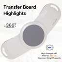 360° Rotating Slide Transfer Board with Turntable | Smooth Patient Transfer Aid for Wheelchair to Bed, Toilet, Car & Tub Heavy-Duty Sliding Board for Seniors Elderly & Caregivers