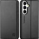 SHIELDON Wallet Case for Galaxy S26+ Plus 6.7", Genuine Leather Folio Magnetic Closure, Kickstand, RFID Blocking Card Holder, Full Protective Phone Cover Compatible with Galaxy S26+ 2026 - Black