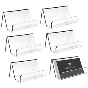 EMOMAS Acrylic Business Card Holder for Desk, Business Card Stand Desktop Business Card Holders for Exhibition Office Acrylic Business Card Stand Display ，Capacity: 50 Cards （6 Pack）…