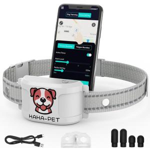 GPS Electric Dog Collar with Free App, Wireless Fence System with Training Collar, Portable Fence for Outdoor Use, Rechargeable Waterproof Collar, Adjustable of Dogs (White)