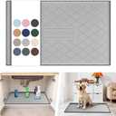 URMONA 34" x 22" Waterproof Silicone Mat in Multiple Sizes & Colors, Under Sink Mat for Kitchen & Bathroom, Pet Food Pad for Dogs & Cats, Kitchen Cabinet Liner, Multi-Purpose for Storage(Light Grey)