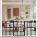 WAOWAO Triple Lock Baby Gate Extra Wide 67.32-72.04" Pressure Mounted Walk Through Swing Auto Close Safety Black Metal Dog Pet Puppy Cat for Stairs,Doorways,Kitchen