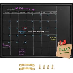 TORASO Calendar Chalkboard, Small Magnetic Surface Black Wood Frame Chalk Board for Planning/School Timetable/Memo,12 x 16 inches, Hanging Board for Office, School and Home(YLHB-BK-3040)