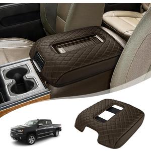 Center Console Cover for Chevy Silverado/GMC Sierra 2014-2018 | PU Leather Middle Console Cover Armrest Protector Anti-Scratch, Waterproof