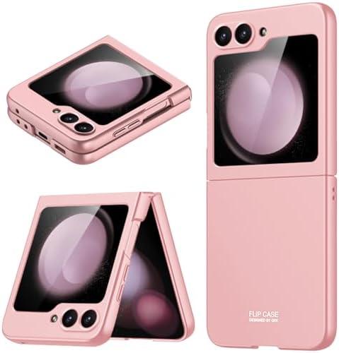 Miimall for Z Flip 7 FE/Z Flip 6 Slim Case Built-in Screen Protector, Simple Modern Sleek Design, Anti-Fingerprint Lightweight Shockproof Cases Samsung Z Flip 6 5G for Girls Women, Pink
