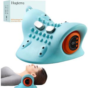 Hugterra Neck Massager, Electric Neck and Back Traction Relaxer Portable Compact Massage Pillow for Chair Ideal