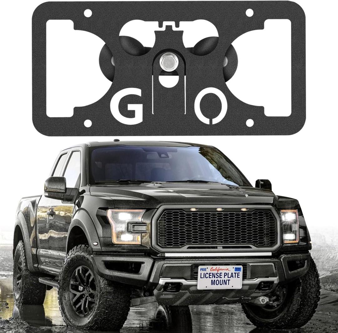 No Drill Front License Plate Bracket Mount Kit Compatible with Ford Raptor 3rd gen 2021-2025, Front Bumper License Plate Mounting Kit, Installs in Seconds