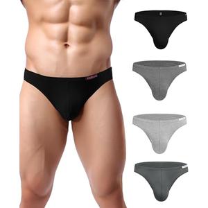  Avidlove Mens Bikini Underwear Sexy Low Rise Underwear Microfiber Brief 4 Pack, Extra Large, Black/ Grey