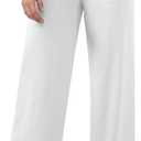 Womens Wide Straight Leg Work Pants Pull On Dress Pants Business Casual Trousers Slacks with Pockets (White, M)
