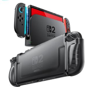 Mumba Dockable Case for Nintendo Switch 2, [2025 Clear Case] Lightweight Protective Shell Cover with Quick-Release Joy-Con Design, Hard PC Back Panel+Soft TPU Grip Switch 2 Accessories(Frost Black)